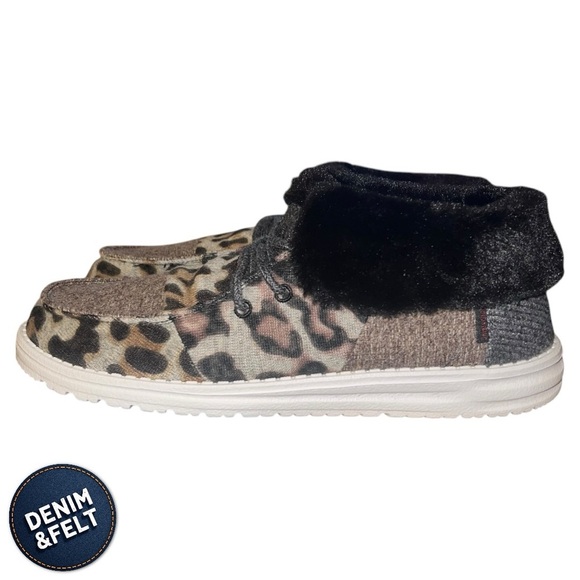 Hey Dude Womens Britt Patchwork Java Animal Print Booties/Shoes | NEW/NIB!!🤎🖤 - Picture 11 of 14